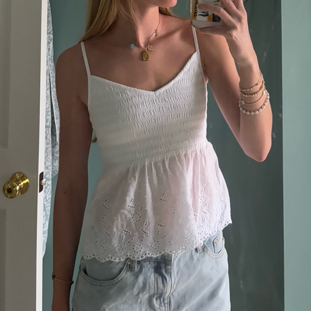White Lace Peplum Top